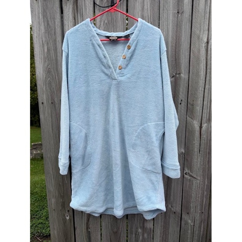 Cozy Gorpcore Guide Gear Fleece Tunic Size M Blue Henley Pocket Pullover